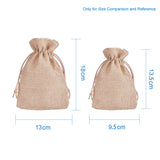 Burlap Packing Pouches Drawstring Bags, Tan, 13.5x9.5cm