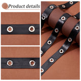 9 Yards Imitation Leather Cords, with Brass Eyelets, Garment Accessories, Black, 20x2mm