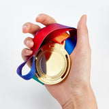 3Pcs 3 Colors Zinc Alloy Medal, with Polyester Lanyard, Flat Round with Trophy, Mixed Color, 505mm, 1pc/color