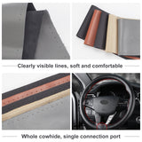 DIY Hand Sewing Genuine Leather Steering Wheel Cover, with Wax Cord and Needles, Gray, Leather: 101x380x1.5mm