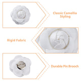 6Pcs 3 Size Camellia Shaped Velet Lapel Pins, Alloy Exquisite Brooches for Women, White, 48~63.5x50~62x25~27mm, Pin: 0.5mm, 2Pcs/size