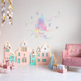 Translucent PVC Self Adhesive Wall Stickers, Waterproof Building Decals for Home Living Room Bedroom Wall Decoration, Castle, 960x390mm, 3 sheets/set