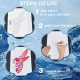 1 Set Ocean Theme PET Hollow Out Drawing Painting Stencils, with 1Pc Art Paint Brushes, for DIY Scrapbook, Photo Album, Starfish, 300x140mm, 12pcs/set