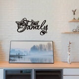 Iron Wall Mounted Hook Hangers, Decorative Organizer Rack, with Iron Screws & Plastic Plug, for Bag Clothes Key Scarf Hanging Holder, Word Family, Electrophoresis Black, 151x283mm