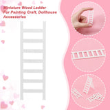Miniature Wood Ladder, for Kid Painting Craft, Dollhouse Accessories, White, 6.2x2x0.15cm