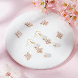 10Pcs K9 Glass Connector Charms, Flower Links with Golden Tone Brass Findings, Crystal, 19x14.5x4.3mm, Hole: 1.5mm