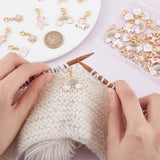 50Pcs Alloy Enamel Pendant Decorations, Deer & Unicorn & Sakura Flower & Envelope & Rainbow, with 304 Stainless Steel Lobster Claw Clasps, Mixed Color, 27~29mm