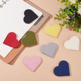 16Pcs 8 Colors PU Leather Bookmarks, Corner Page Marker for Book Lovers, Heart Shape, Mixed Color, 53x57x3mm, 2pcs/color