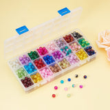 Spray Painted Crackle Glass Beads, Round, Mixed Color, 8mm, Hole: 1.3~1.6mm, about 25pcs/compartment, 600pcs/box