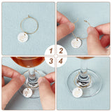 26Pcs 26 Style Natural Freshwater Shell & Brass Wine Glass Charms, with Brass Findings, Flat Round with Letter Pattern, Golden, 45mm, 26 style, 1pc/style, 26pcs/set