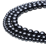 Round Non-magnetic Synthetic Hematite Beads Strands, Grade AA, Black, 6mm, Hole: 1.5mm, about 72pcs/strand