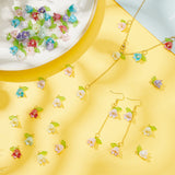 Acrylic Pendants, with Brass Findings and Spray Paint ABS Plastic Imitation Pearl Beads, Flower, Mixed Color, 13x11mm, Hole: 2mm, 80pcs/set