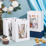 Rectangle Paper Gift Bags, with Clear Window, Shopping Bags with Handle, Candy Bag for Birthday, Wedding, White, 20x15x10.3cm