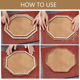 Poplar Wood Sheet & Rings, for Clay Plate Guide, Octagon, PapayaWhip, 19.4~31.4x19.4~31.4x0.45cm, 7pcs/set