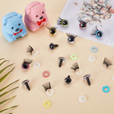 20 Sets 10 Colors Glitter Plastic Doll Eye with Eyelashes, Doll Eye Make Up Accessories, for Doll DIY Craft Making, Mixed Color, 22x14mm, 2 sets/color