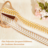 10M Polyester Jacquard Ribbons, for Cushions Decoration, Leaf Print, Sandy Brown, 2-3/8 inch(60mm)