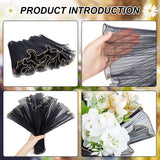 Wrinkled Wavy Gauze Yarn Flower Bouquets Wrapping Packaging, Suitable for Valentine's Day Gift Giving Decoration, Black, 28x0.15cm