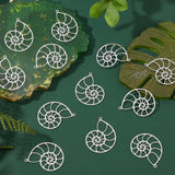 20Pcs 201 Stainless Steel Pendants, Laser Cut, Hollow, Snail, Stainless Steel Color, 35x27x1mm, Hole: 1.6mm