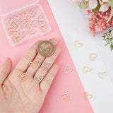 32Pcs 2 Colors 201 Stainless Steel Linking Rings, Laser Cut, Asymmetrical Heart, Real 18K Gold Plated & Stainless Steel Color, 10.5x13x1mm, 16pcs/color