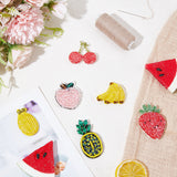 6Pcs 6 Style Fruit Cloth Sew on Patches, Handmade Plastic Beaded Appliques, Badges, for Clothes, Dress, Hat, Jeans, DIY Decorations, Mixed Color, 30~52x24~37x4.5~6mm, 1pc/style