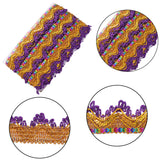 Nylon Glitter Wavy Ribbon, Lace Embroidery Ribbon, Clothes Accessories, Dark Violet, 1-3/8 inch(35mm), about 9.30 Yards(8.5m)/Card