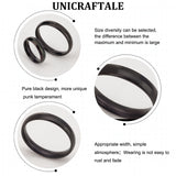 9Pcs 9 Size 304 Stainless Steel Simple Plain Band Finger Rings for Women, Electrophoresis Black, Inner Diameter: 14.2~21.5mm, 1pc/style