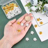 48Pcs 2 Colors 3D Brass Bead Caps, Flower, Multi-Petal, Mixed Color, Tray: 5mm, 16x6.5mm, Hole: 0.8mm, 24pcs/color