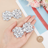 2Pcs Alloy Rhinestone Shoe Decorations, Detachable Shoe Buckle Clips, Bowknot, Crystal, 45x84x12.5mm