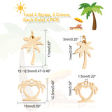 16Pcs 4 Style 201 Stainless Steel Pendants, Stamping Blank Charms, with Unsoldered Jump Rings, Coconut Tree, Golden & Stainless Steel Color, 4pcs/style