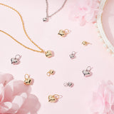 24Pcs 4 Style Alloy Charms, with 304 Stainless Steel Jump Rings, Heart, Platinum & Golden, 9~12x8~12x4~6mm, Hole: 4.6~6.5mm, 6pcs/style