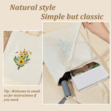 DIY Canvas Bag Embroidery Kits, Include Polyester Threads, Iron Needles and Plastic Embroidery Hoop, Bisque, Sunflower Pattern, Sunflower: 390x340x9mm