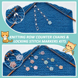 Knitting Row Counter Chains & Locking Stitch Markers Kits, with Dog Paw Print Alloy Enamel Glitter Powder Pendant and Acrylic Beads, Mixed Color, 3~23.9cm, 19pcs/set