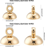 PandaHall 40pcs 4 Style Elite Rack Plating Brass Bead Cap Pendant Bails, for Globe Glass Bubble Cover Pendants, Long-Lasting Plated, Mixed Color, 5x6mm, Hole: 1.5mm, 40pcs/set