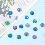Resin Cabochons, Flat Round with Mermaid Fish Scale, Mixed Color, 12x3~3.5mm, 200pcs/box