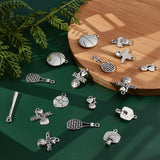 96Pcs 12 Style Tibetan Style Alloy Pendants, Ball Games Theme, Antique Silver, 16~29x9~20.7x1~5mm, Hole: 1.5~2mm, 8pcs/style