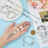DIY Blank Domen Cameo Photo Link Bracelet Making Kit, Including Hamsa Hand & Moon & Star & Flower & Heart Alloy Bracelets Making, Glass Cabochons, Antique Silver, 37Pcs/box