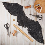 Polyester Computerized Embroidery Collar, Detachable Lace Neckline Trim, Garment Accessories, Black, 300x770x2mm