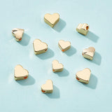 60Pcs 5 Style Brass Beads, Heart, Real 18K Gold Plated, 4.5~6x5.5~7x2.5~3.5mm, Hole: 1~1.5mm, 12pcs/style