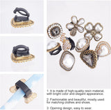 8pcs 8 style Alloy Shoe Buckle Clips, with Resin Pearl Beads & Rhinestone, Mixed Shapes, for Shoes Bag Decoration, Mixed Color, 19~25.5x18.5~25.5x12~17mm, 1pc/style