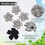 4Pcs Rhinestone Appliques, Sew on Patches, Costume Accessories, Flower, Crystal AB, 65x65x10mm