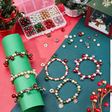 DIY Christmas Bell Bracelet Making Kit, Including Glass Pearl Beads, Gift Box & Wreath & Snowflake Alloy Enamel & Brass Pendants, Mixed Color, 240Pcs/box
