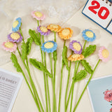 12Pcs 4 Colors Crochet Cotton Flower Ornaments with Iron Wire, Artificial Flower, for Wedding Home Decorations, Mixed Color, 305~315x74x26mm, 3pcs/color