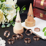 12Pcs 6 Size 304 Stainless Steel Grooved Finger Ring Settings, Ring Core Blank, for Inlay Ring Jewelry Making, Rose Gold, US Size 6 1/2~13(16.9~22.2mm), 2Pcs/size