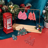 DIY Christmas Themed Earring Making Kits, Including Tree & Teardrop PU Leather Big Pendants, Brass Earring Hooks, Platinum, Pendants: 20pcs/box
