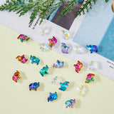 35Pcs 7 Colors Transparent Glass Beads, Back Plated, Elephant, Mixed Color, 13x15x8.5mm, Hole: 1.2mm, 5Pcs/color