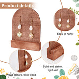 Arch Shaped Wood Single Pair Earring Diaplay Stands, 2-Hole Earring Display Holder, Coconut Brown, 10x2x13.5cm