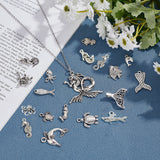 Tibetan Style Alloy Pendants, Ocean Theme, Mixed Shapes, Antique Silver, 24x21x4mm, 60pcs/box