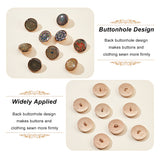 18pcs 9 style 1-Hole Zinc Brass Enamel Shank Buttons, with Alloy Findings, Half Round, Mixed Patterns, 18x7~8mm, Hole: 2mm, 2pcs/style