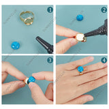DIY Half Round Gemstone Adjustable Ring Making Kit, Including 304 Stainless Steel Finger Ring Components Set, Natural & Synthetic Mixed Stone Cabochons, 40Pcs/box