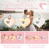 304 Stainless Steel Charms, Heart with Heart, Mixed Color, 12x12.5x1mm, Hole: 3mm, 3 colors, 6pcs/color, 18pcs/box